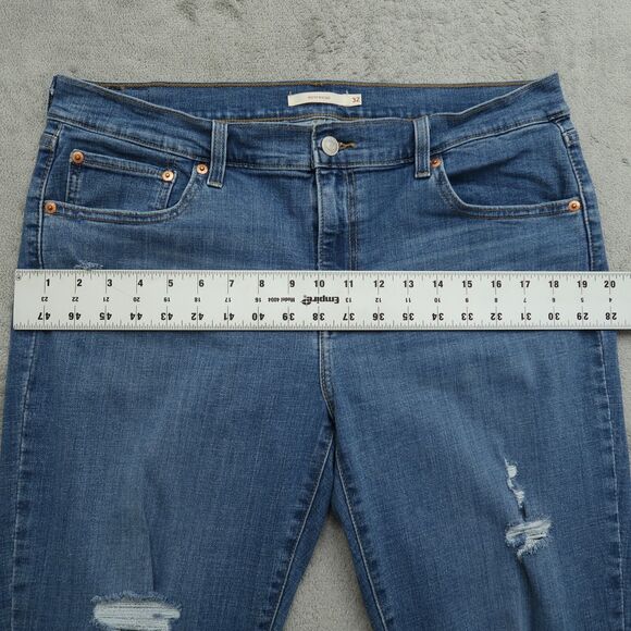 Levi's Jeans Women's Size 32 Blue Mid-Rise Boyfriend 26.5" Inseam Distressed - Picture 8 of 16